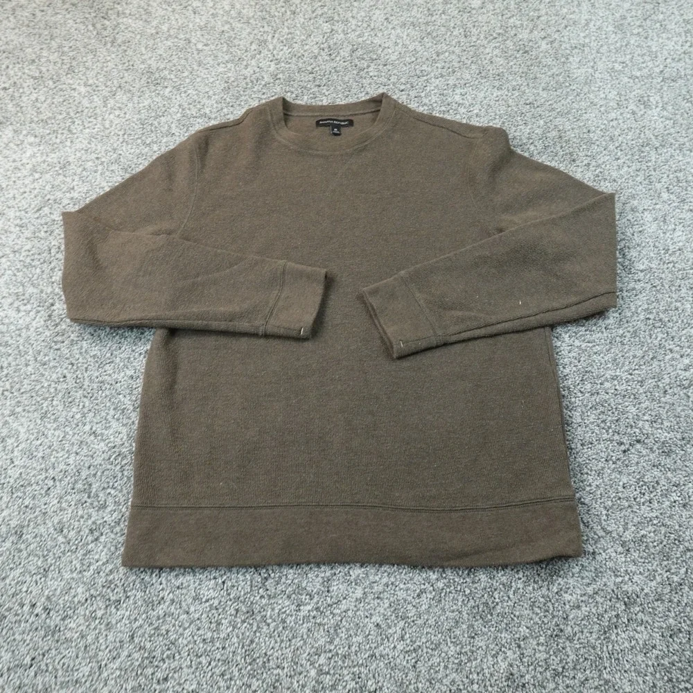 Banana Republic Sweater Mens M Brown Waffle Knit Thermal Crewneck Pullover Cozy